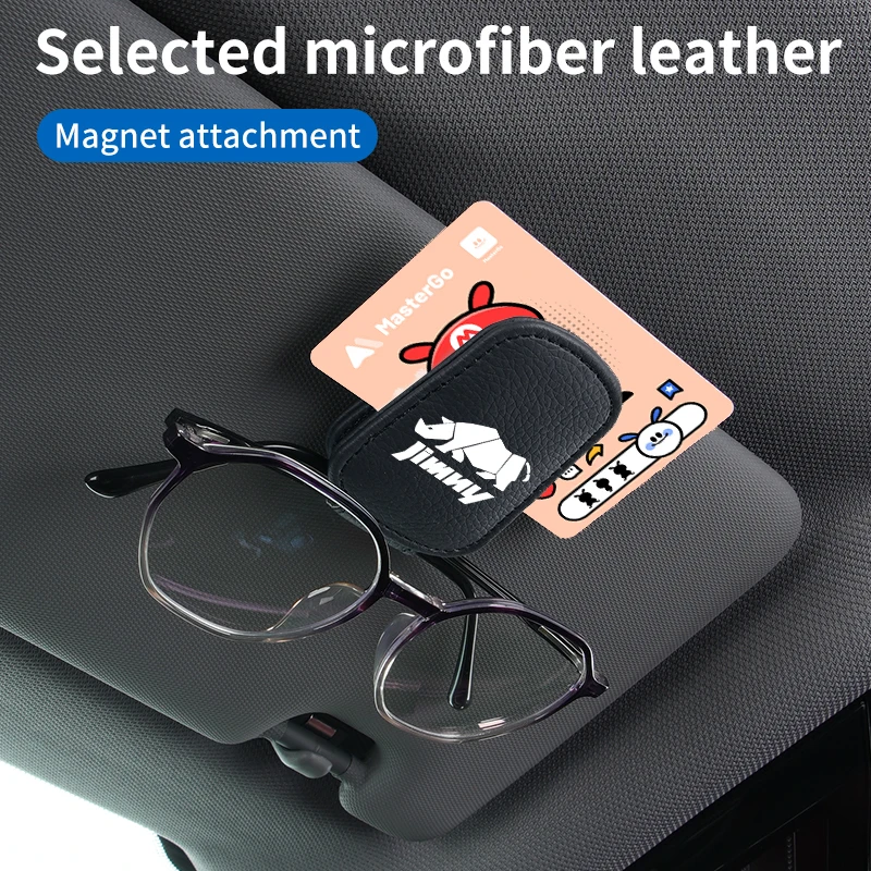 Car Logo Leather Sunglasses Clip Sun Visor Eyeglasses Holder For Suzuki Jimny Alto Swift Grand Vitara Ignis DZire Baleno Spacia