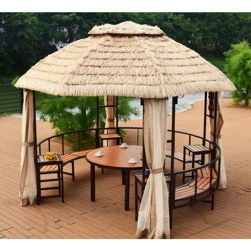 High quality leisure pergola  resistant waterproof canopy gazebos outdoor straw gazebo Thatched pavilion