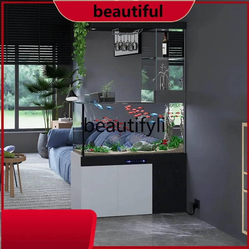 

New fish tank living room household transparent partition integrated automatic intelligent bottom filter aquarium hH