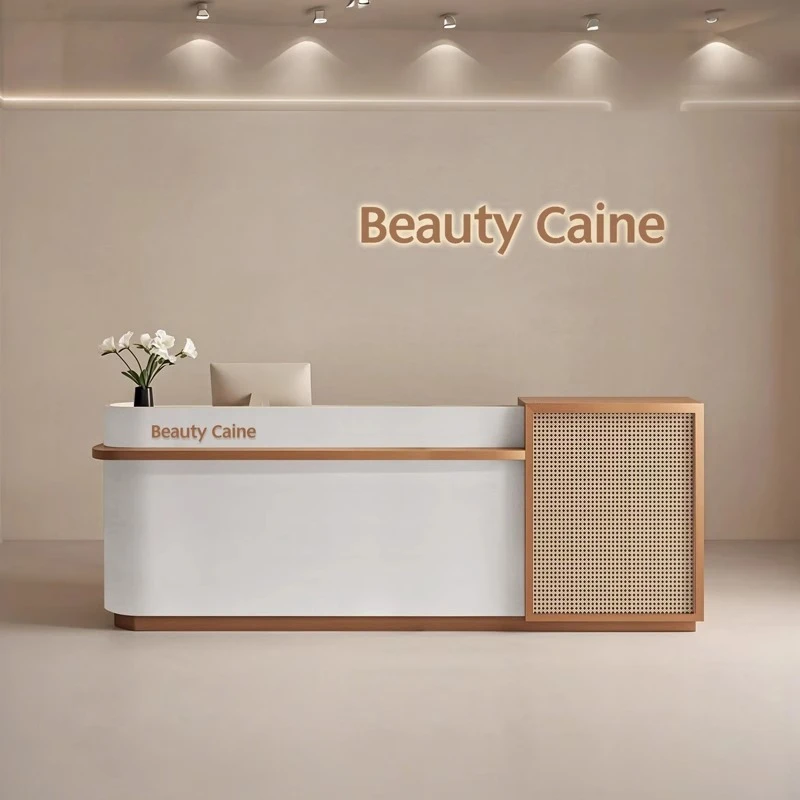 مكاتب الاستقبال الخشبية الحديثة متجر الجمال الفاخرة بار فندق مطعم مكاتب الاستقبال شركة Comptoy Accelier صالة الأثاث #4