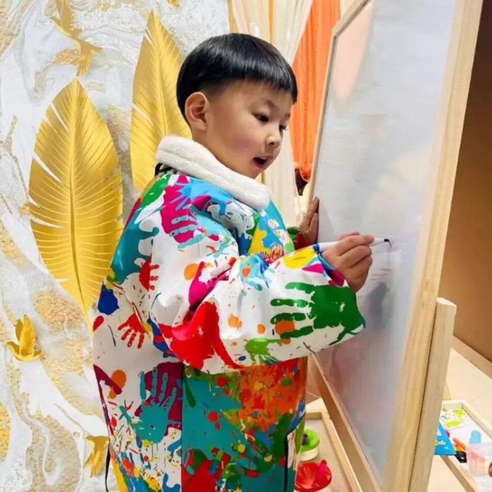 

Универсальный нейлоновый детский фартук для рисования с длинными рукавами, художественная живопись, обратный тканевый чехол для еды, нагрудник для мальчиков