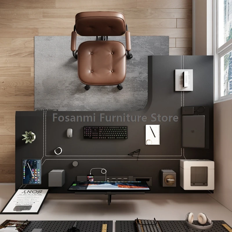 Electric Boss Seven-shaped Office Desks Large Motion Computer Desk Table Adjustable Height Gaming Desk with LED Display for Home