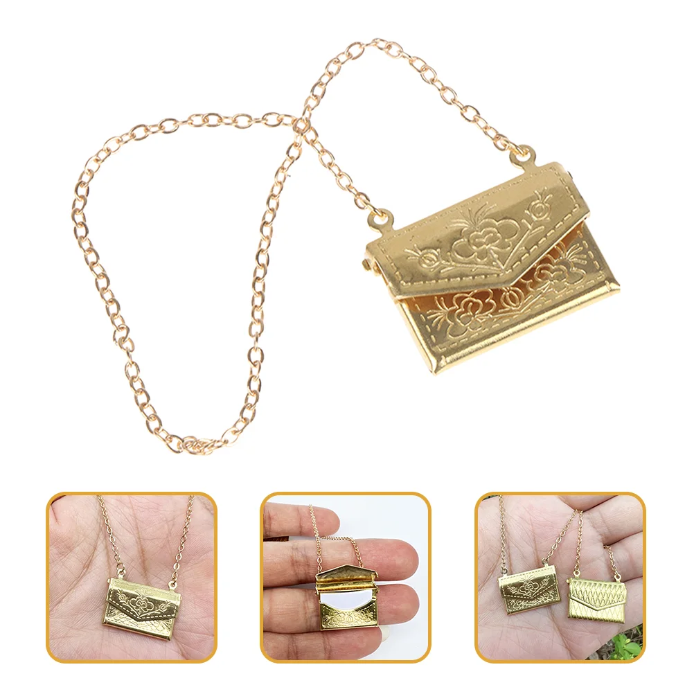 

2 Pcs Dollhouse Accessories Bags Mini Ornament Miniature Model Decor Metal Decorative Chain