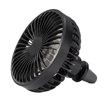 Car Fan With Ambient Light 15V USB Car Fan 3 Wind Speed A/C Vent Clip Fan 360 Degree Rotatable Portable Fan