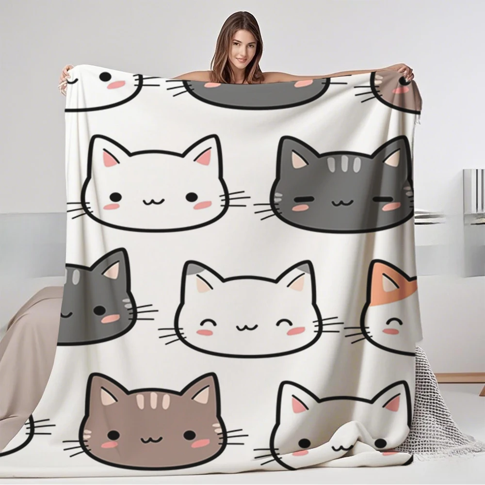 

Scandinavian Home Collection Flannel Blanket Kitten Head Bedcover Sherpa Throw With Skin-friendly Hypoallergenic Blankets