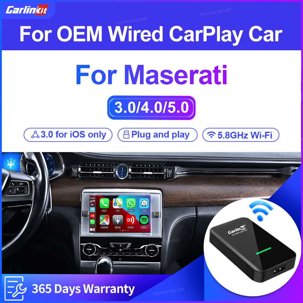 

Carlinkit 5.0 4.0 3.0 Carplay Wireless Adapter Wired To Wireless Apple Car Play Box for Maserati Ghibli Levante GranTurismo MC20