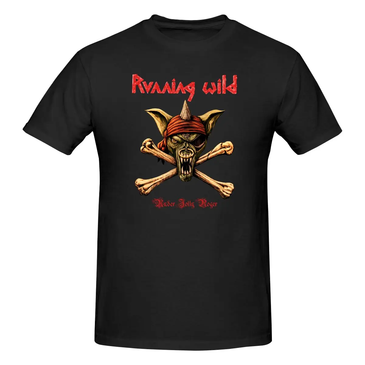 Running Wild Under Jolly Roger Crossbones Band Logo Shirt T-shirt Tee Cute Streetwear