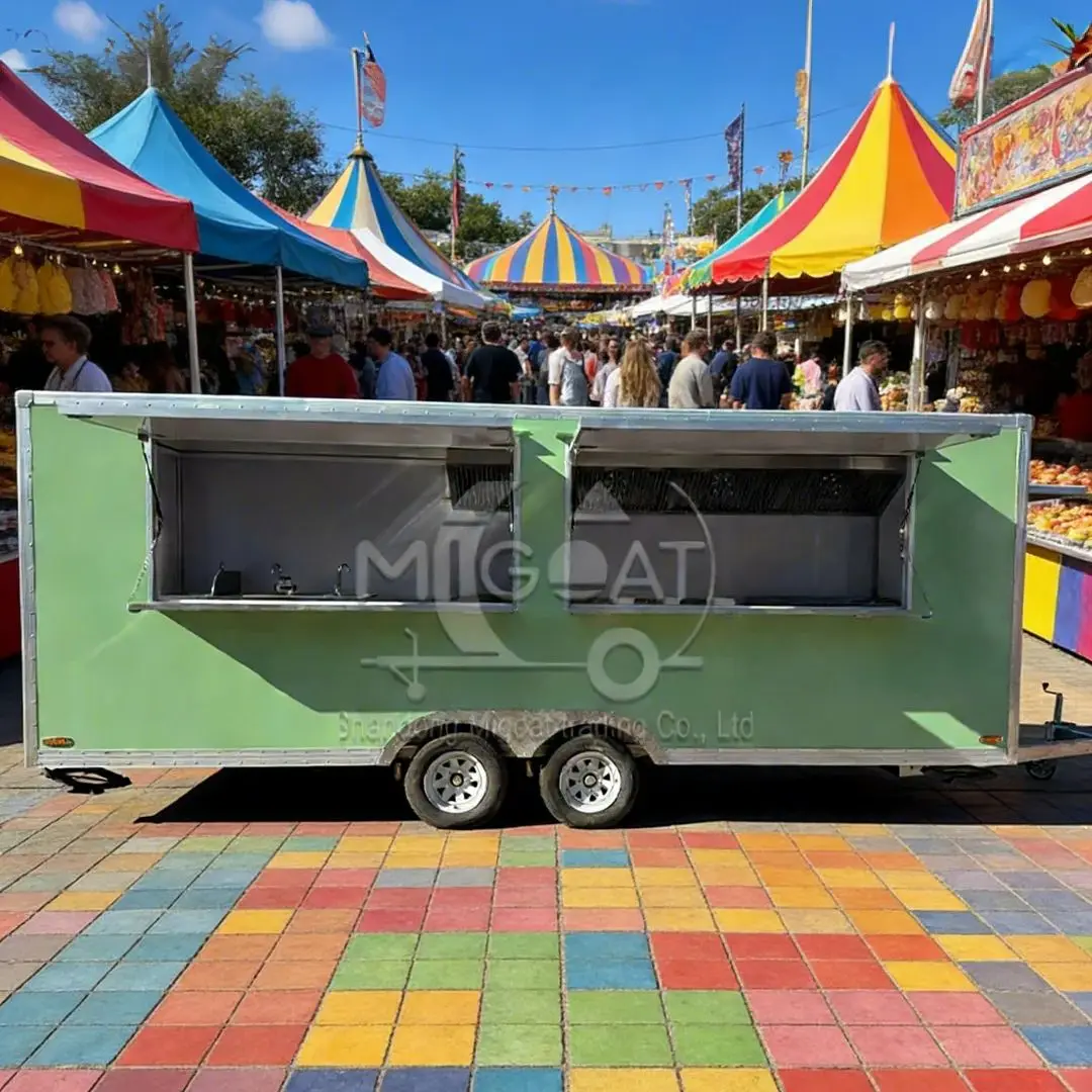 

Large Capacity Green Mobile Food Trailer Customizable Catering Cart Eco-Friendly for Bubble Tea Coffee Snacks Vending
