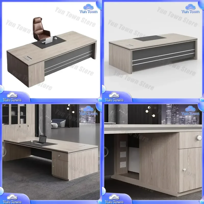 Modern Minimalist Wooden Computer Desk for CEO Boss Office Commercial Use Executive Laptop Table Pedestal Manager Desk
