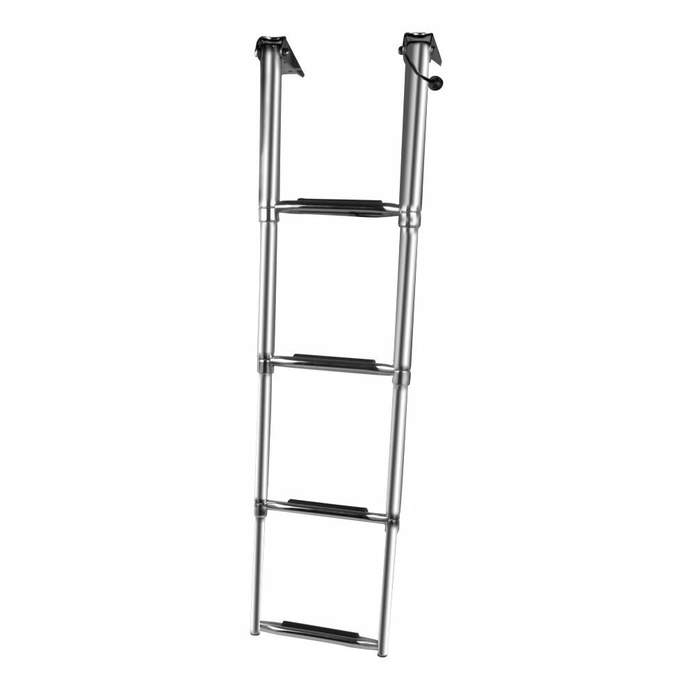 Boat Accessories stainless steel telescope drop ladder with double tube step 4 step marine boat ladder