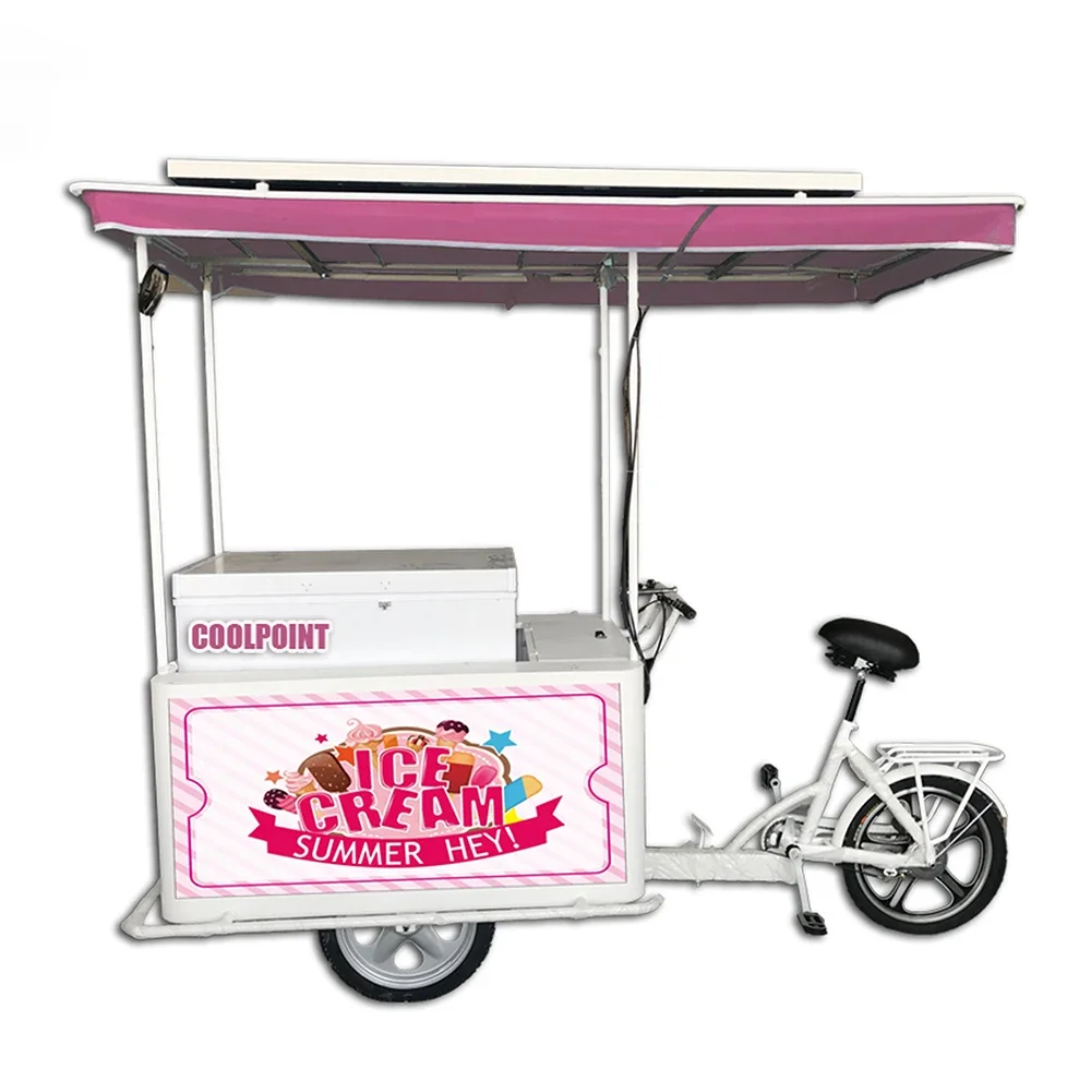 

Electric ice cream tricycle/CART/bike for sale cabin cargo tricycle with freezer for food delivery custom