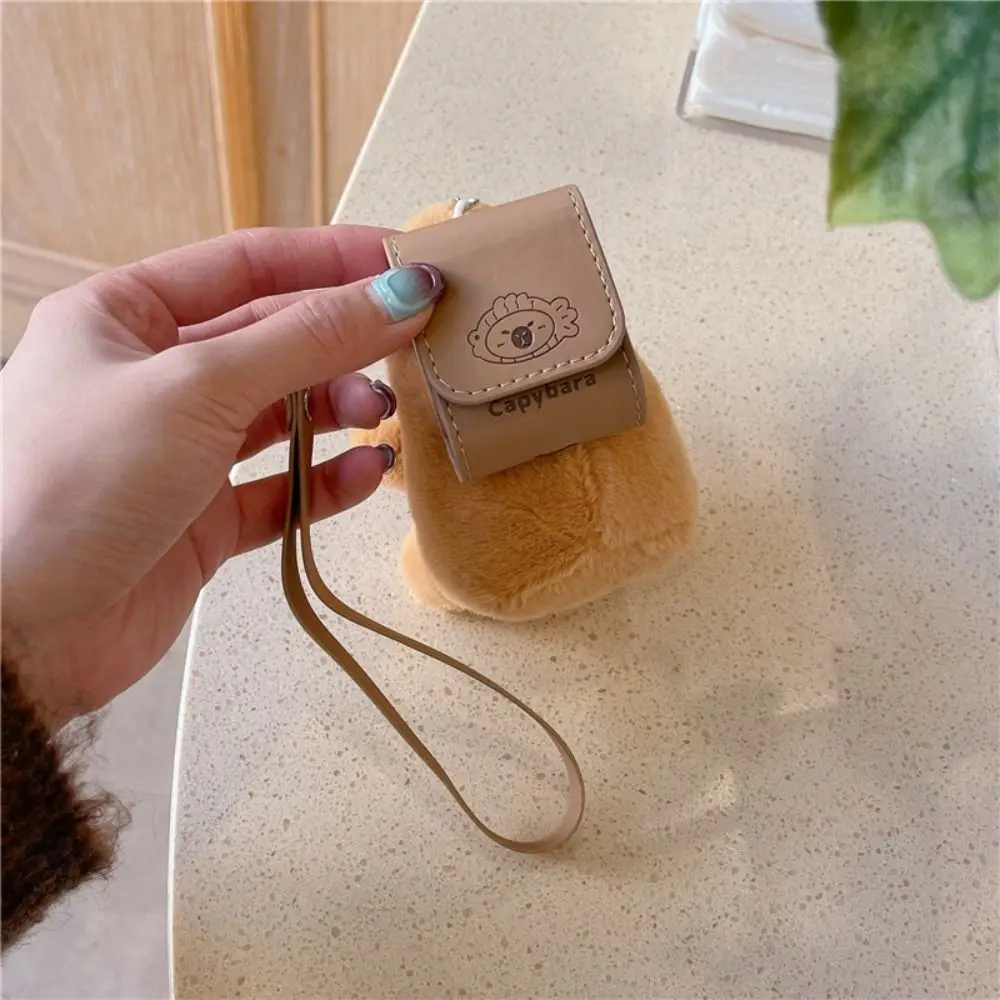 Cute Capybara Earphone Bag Plush with Lanyard Bluetooth Earbuds Case Cartoon Gift Keychain for Airpods 1/2/3/4/Pro/Pro2 Gift
