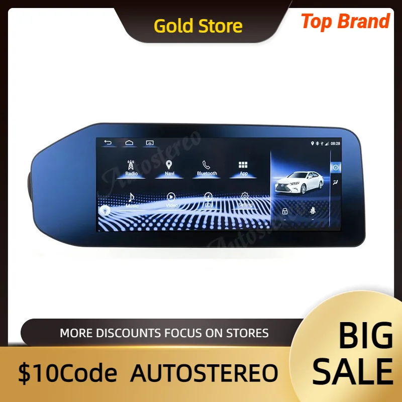 12.3 Inch 1920*720 Android13 Carplay Auto Stereo For Lexus ES 2013-2017 Car Multimedia Player GPS Navigation Radio Tape Recorder