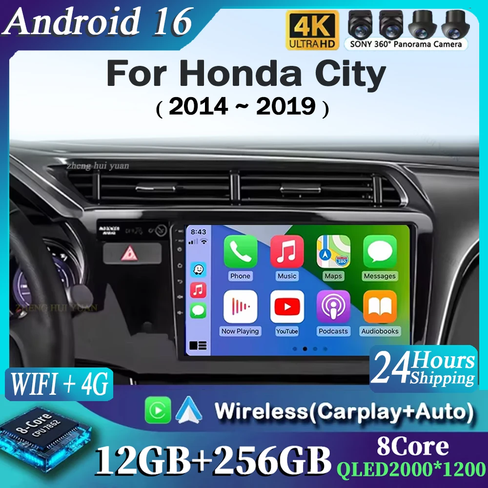 Para honda city 2014 2015 2016 2017 2018 2019 android 15 qualcomm rádio do carro gps navi qled tela jogador do carro wifi bt 4g unidade principal