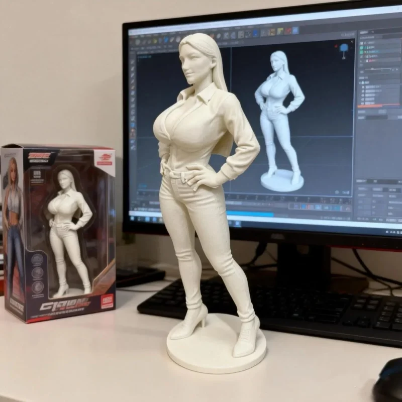 

3D Printed Career Lady Statue Office Shirt Female Figure Portrait Model Desktop Ornament Wine Cabinet Fish Tank Landscaping