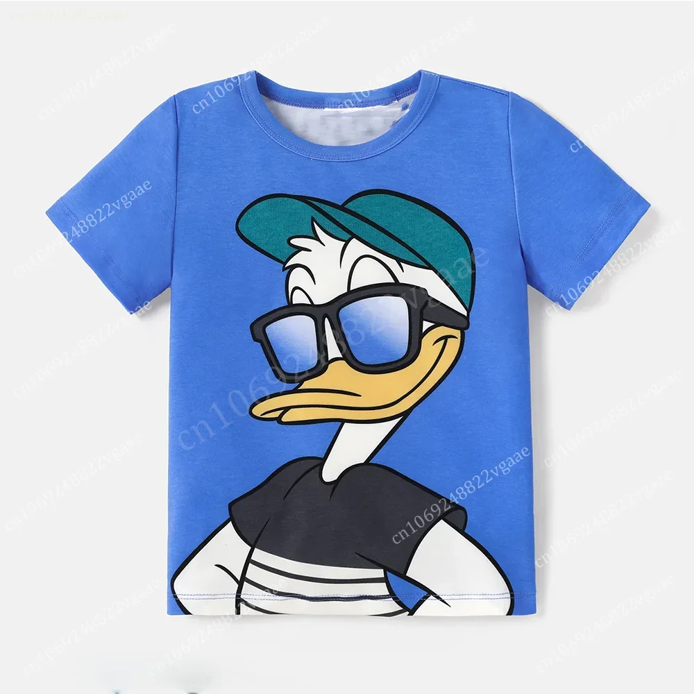 Disney Mickey Mouse Minnie Donald Duck Daisy Children's T-shirt Men Women Short sleeved T-shirt Top Kids Boys Couple Clothes