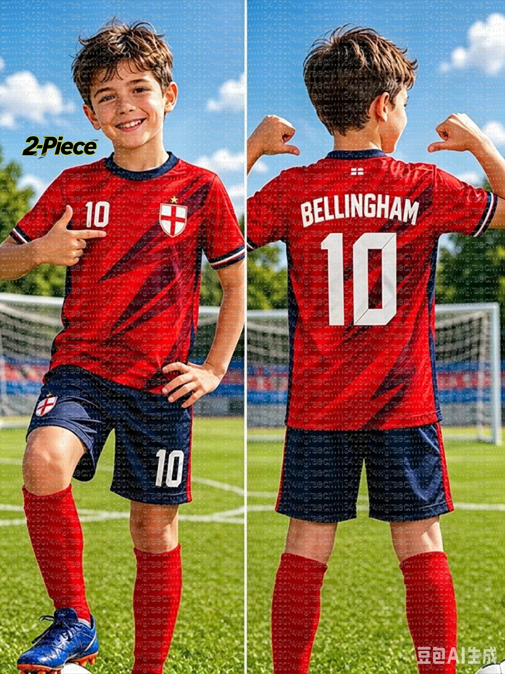 2026 Spezial-Bellingham # 10er-Set Fußballtrikot und Shorts für Damen, Herren und Kinder, England-Fan-Shirt und Shorts, Sommer, 2-teiliges Set – Detail 7