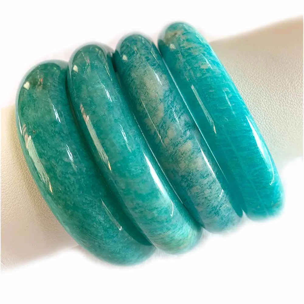 Veemake Natural Blue Green Amazonite Bangle Bracelet Women's Fine Jewelry for Woman Lady Wedding Party Gift Charms Gemstones