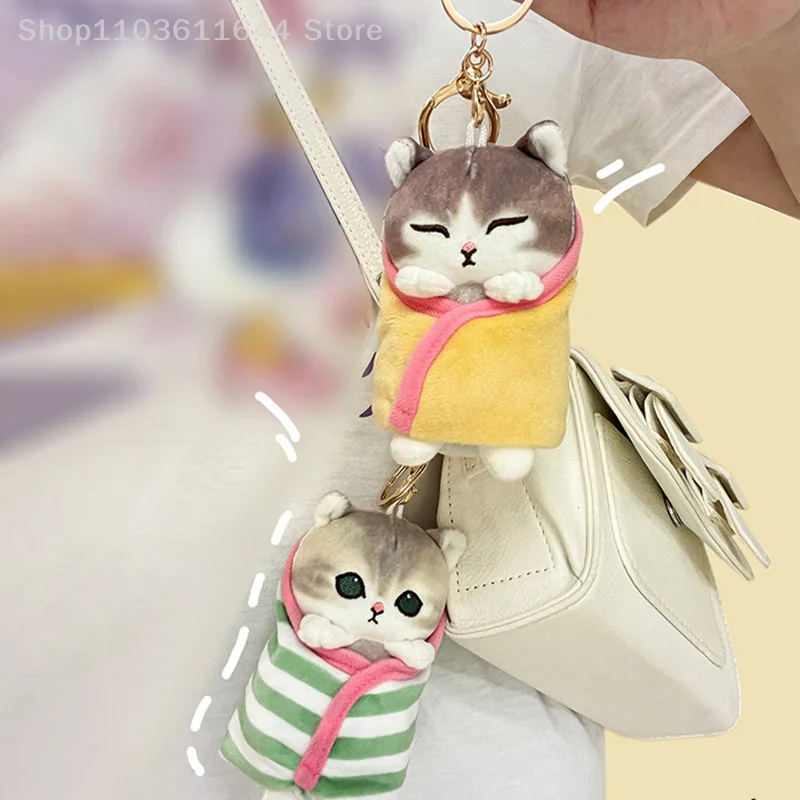 Mofusand Cat Blessing Shark Cat Wrapped Quilt Plush Pendant Girl Heart Gift Keychain Bag Charm