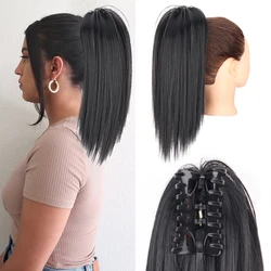 Synthetic Short Straight Claw Clip Ponytail Hair Extension Natural Waterfall Tail False Hair For Women Horsetail Brown Hairpiece