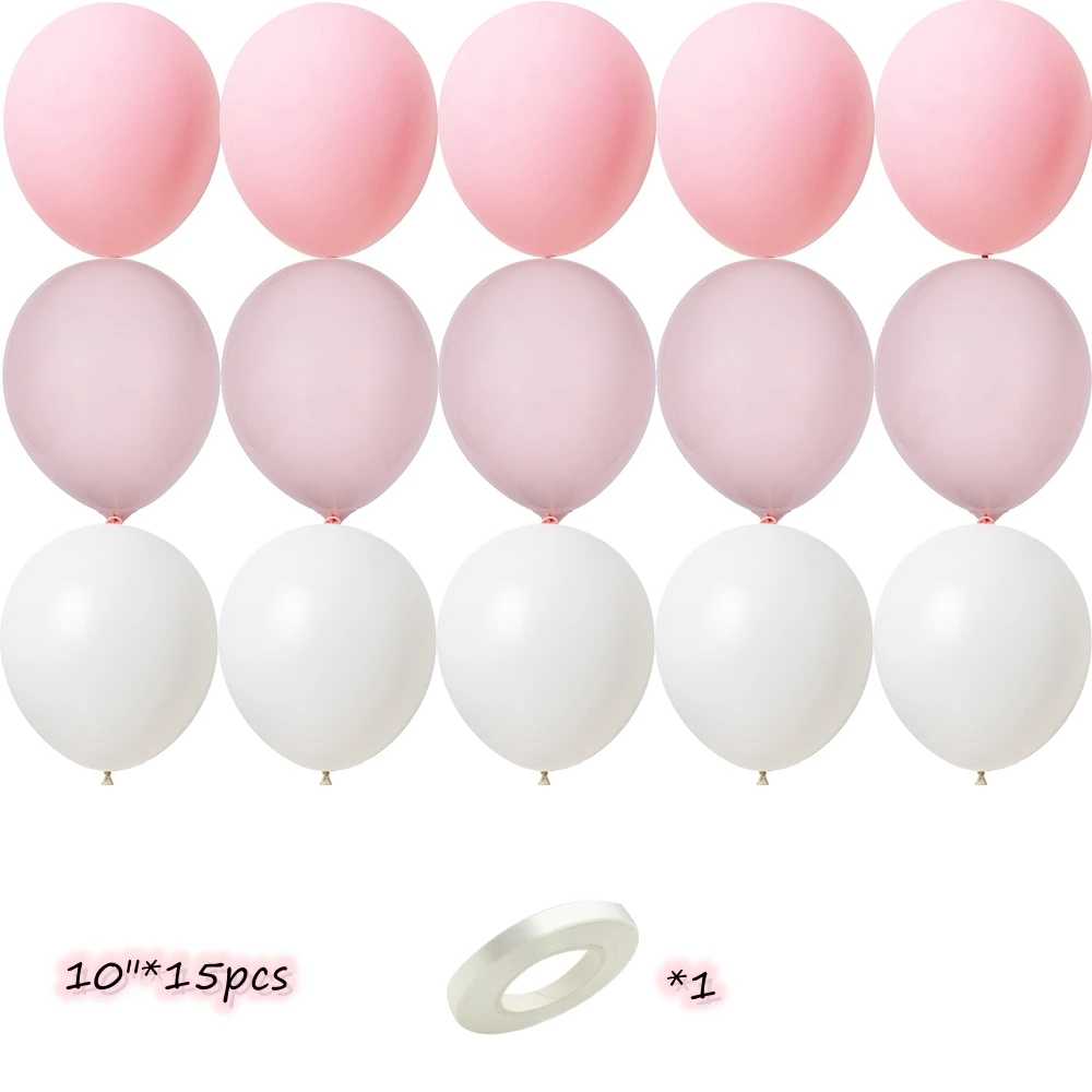 1set Pink White Series Balloons with Foil Number/Heart Balloon Girl\'s Happy Birthday Decorations Anniversary Baby Shower Supply