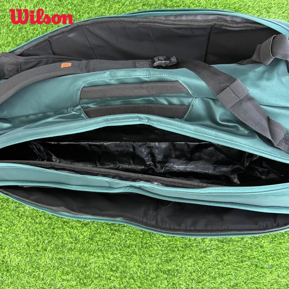 Wilson Blade Super Tour v9 9 Pack Tennis Bag Large Racquet Backpack Tennis Racket Bag Emerald Green With Thermoguard Lining