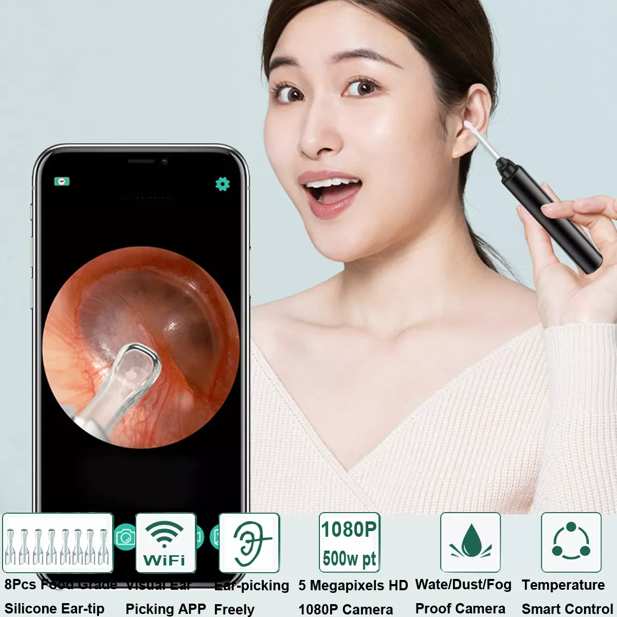 Wireless Video Ear Endoscope Ear Inspect Digital Medical Otoscope For Ios Android Pc 3.5mm Camera 1080p Borescope Earpick