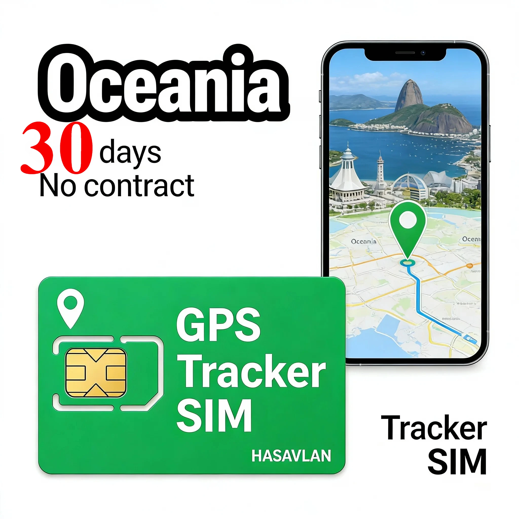 GPS Tracker SIM Card, No Contract, 30MB/30 Days Renewable, IoT Data Nano Micro Standard, ZOVAGOLO OCEANIA