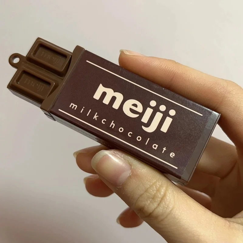 Simulated Meiji Chocolate Fidget Toy Bendy Snap-And-Play Stress Relief Jp Style Keychain Pendant Funny Gifts Creative Gadgets