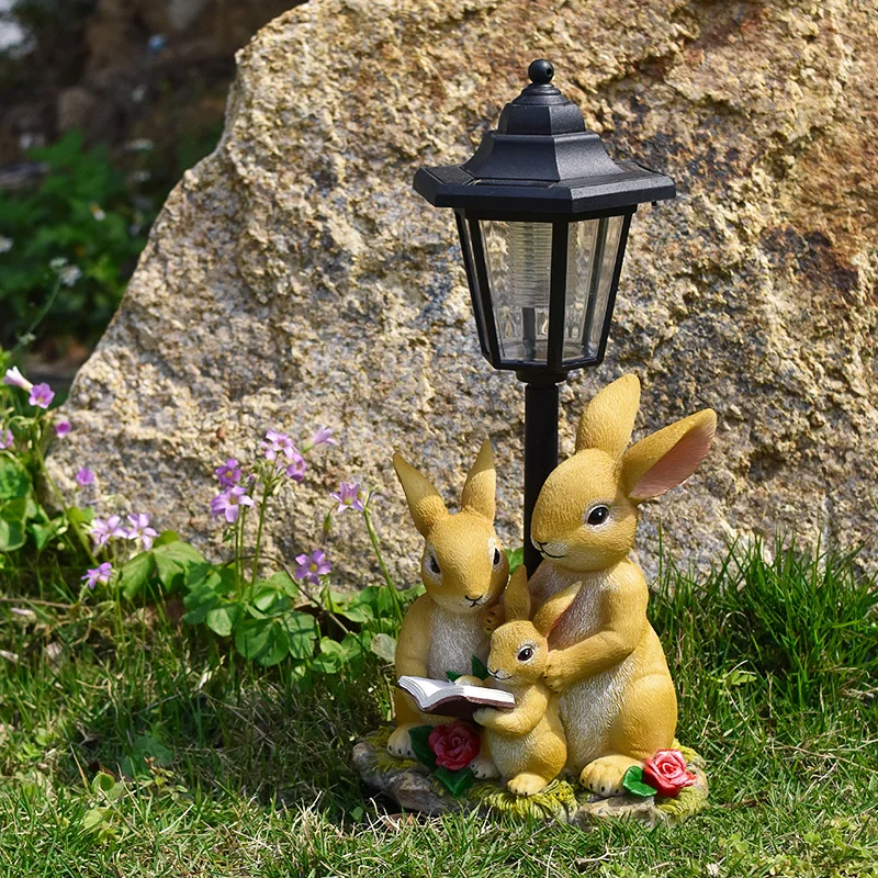 New Solar Garden Light Cute Puppy Resin Ornament Outdoor Waterproof Sculpture Decorative Craft Gift for Yard Patio