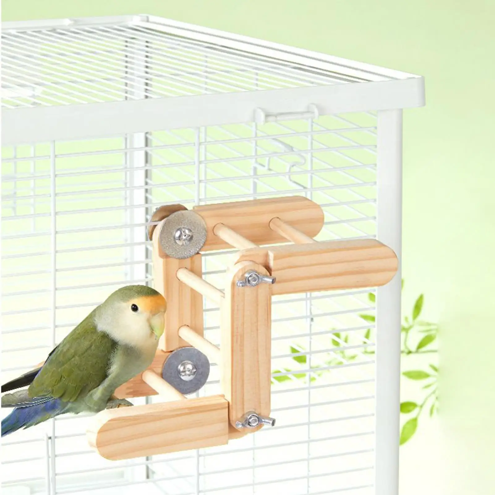 

Parakeet Ladder Natural Wooden Adjustable Chewing Games Little Bird Climbing Ladder for Hammock Conure Playground Outdoor Indoor