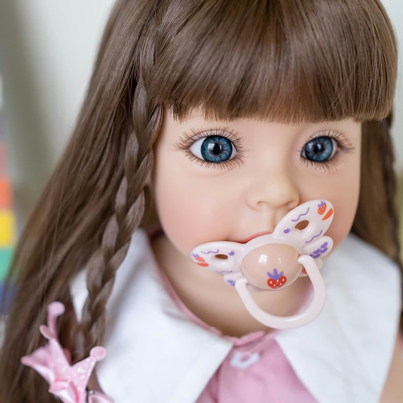 55CM Hand-detailed Painting Reborn Toddler Sue-Sue Girl FUll body Silicone Princess with long hair Toy for Child