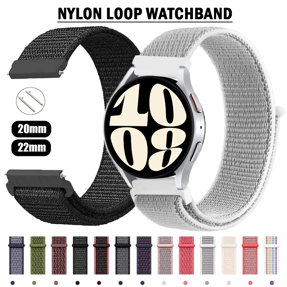 Nylon Loop Band For Samsung Galaxy Watch 6 4 classic/5 Pro/active 2/3/Gear S3 20mm/22mm Bracelet Huawei watch GT 4 2 3 pro strap