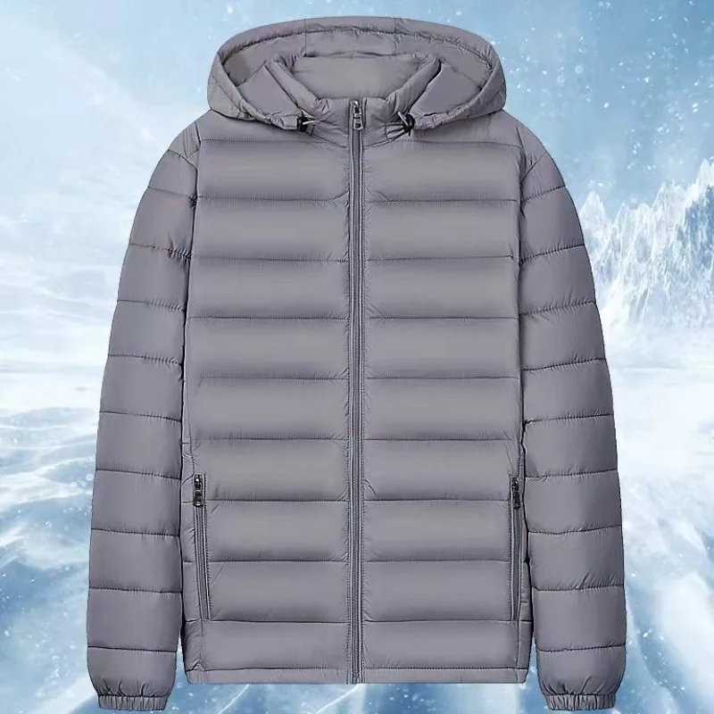 Men Hooded Lightweight Padded Jacket Short Warm Casual Winter Quilted Coat