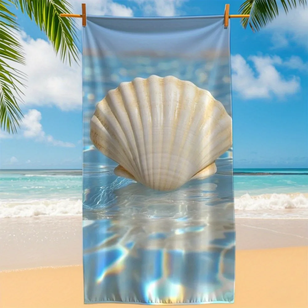 Scallop Shell Beach Scene Towel Patterned Sunscreen And Windproof Suitable For Swimming Pool Camping Travel Blanket