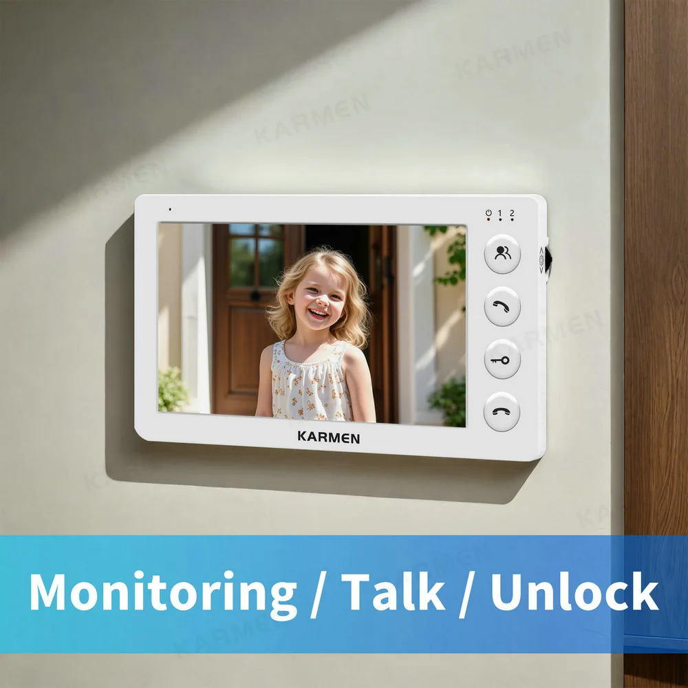 KARMEN Wired Video Door Phone Intercom System, Waterproof Metal Doorbell Night Vision, Unlock,Cold Resistant for Home Security