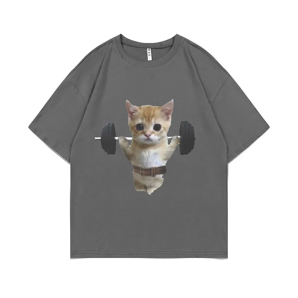 Funny Gym Sam Sulek Cat Graphic Print T-shirts Men Women Cute Fitness Pump Tshirt Male Oversized Meme T Shirt Short Sleeve