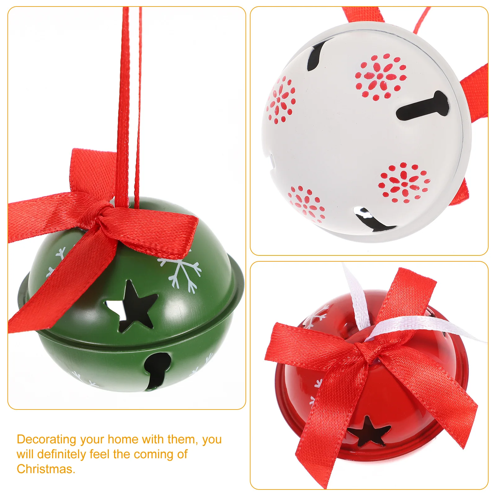 

6Pcs Christmas Tree Pendants Bell Shaped Iron Decorations Creative Small Bell Decors for Home Party Xmas Ornaments