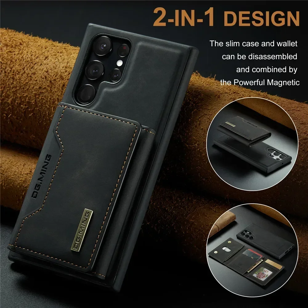 Detachable Magnetic Leather Case for Samsung Galaxy S24 Ultra S20 S21 S22 S23 Plus Note20 Plus FE Wallet Cover Holder Pocket