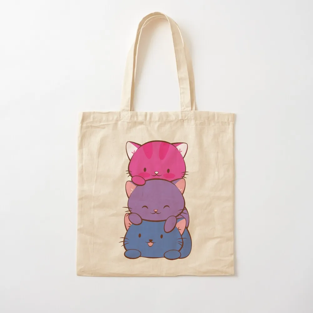 

Bisexual Flag LGBT Bi Pride Cute Kawaii Cats Tote Bag tote woman Women's canvas shopping Canvas