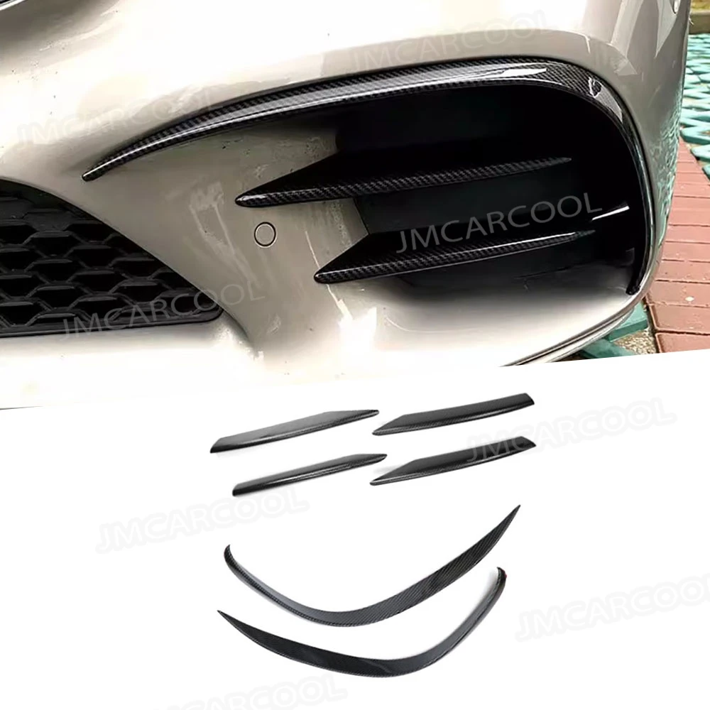 

ABS карбоновый вид глянцевый черный передний бампер противотуманные фары плавники сплиттер обвесы для Mercedes Benz C Class W205 C205 Sport 2019-2022