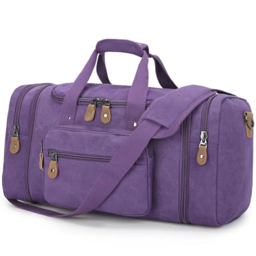 

Canvas Duffle Bag for Travel 50L Expandable Duffel Weekend Overnight Bag
