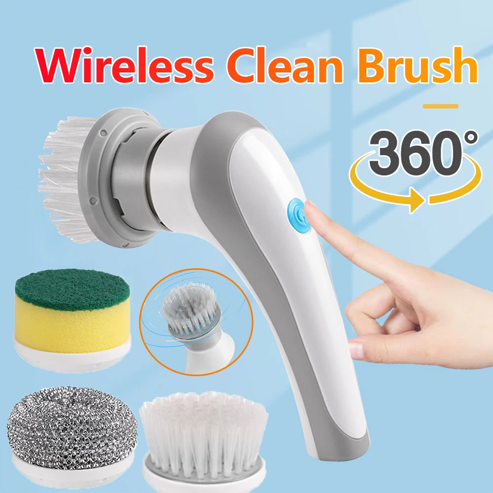 Electric Spin Cleaning Brush with 3 PCS Heads Cordless Portable Scrub Brush Handheld Scrubber Suitable for Bathroom Kitchen Tool