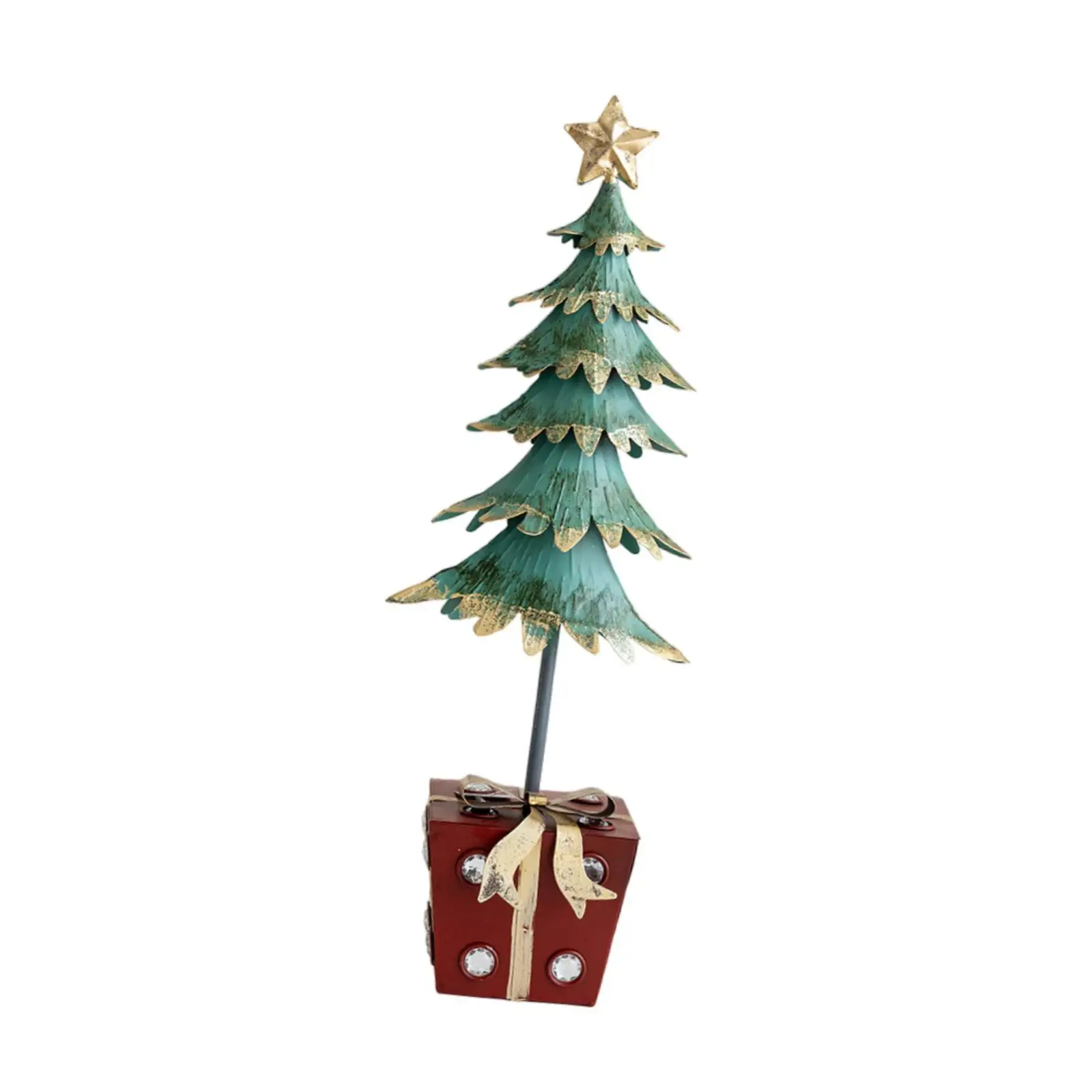 60cm Metal Christmas Tree Tabletop Decoration with Stable Base Lightweight for Ceremonies, Weddings Photography Prop