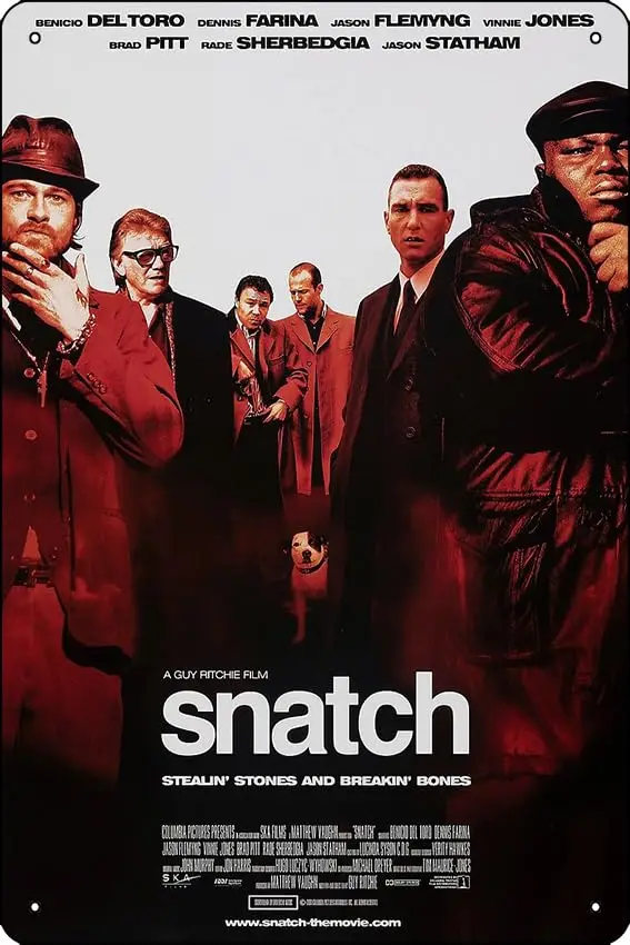 Snatch Movie Poster Poster Metal Tin Sign Fun Home Art Wall Decor 8x12 Inch