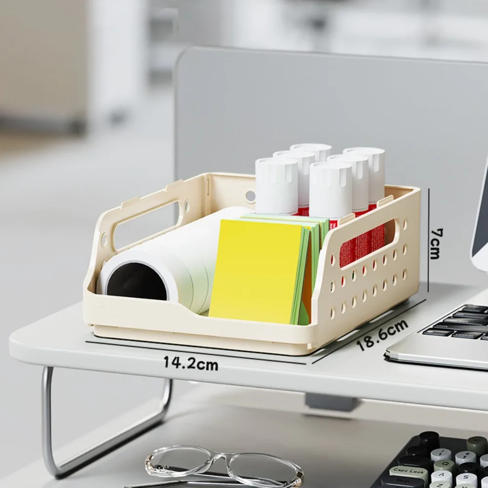 

Dopamine Foldable Storage Baskets Plastic Non-slip Desktop Bookshelf Perforated Board with Handles Storage Box