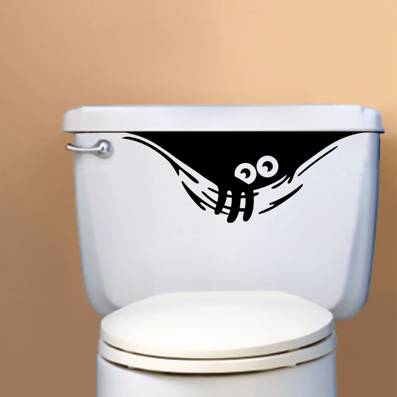 

T610# Peeking Monster Funny Toilet Stickers Cartoon Child Urination Toilet Lid WC Door Sticker Removable Self-Adhesive Decor