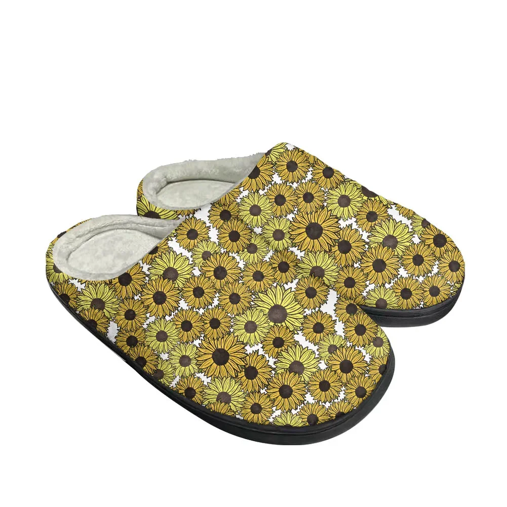 Pantoufles thermiques personnalisées en coton pour hommes et femmes, chaussons en peluche pour adolescents, chaussures de maintien au chaud décontractées, tournesols pour la maison, haute qualité, mode