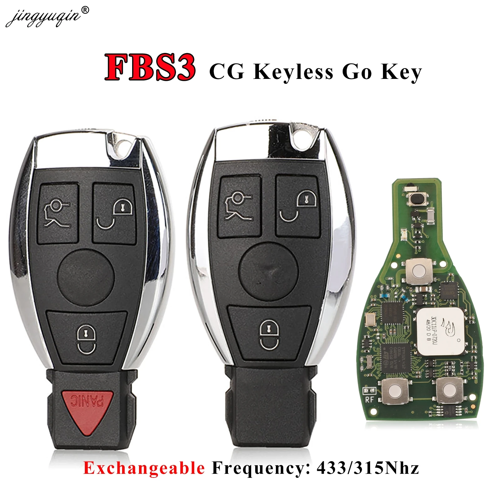 

jingyuqin CG MB FBS3 Keyless Entry For Mercedes Benz W164 W166 W216 W221 W251 W207 W166 W212 FBS3 Smart Key 433/315 Mhz 3/4BTN