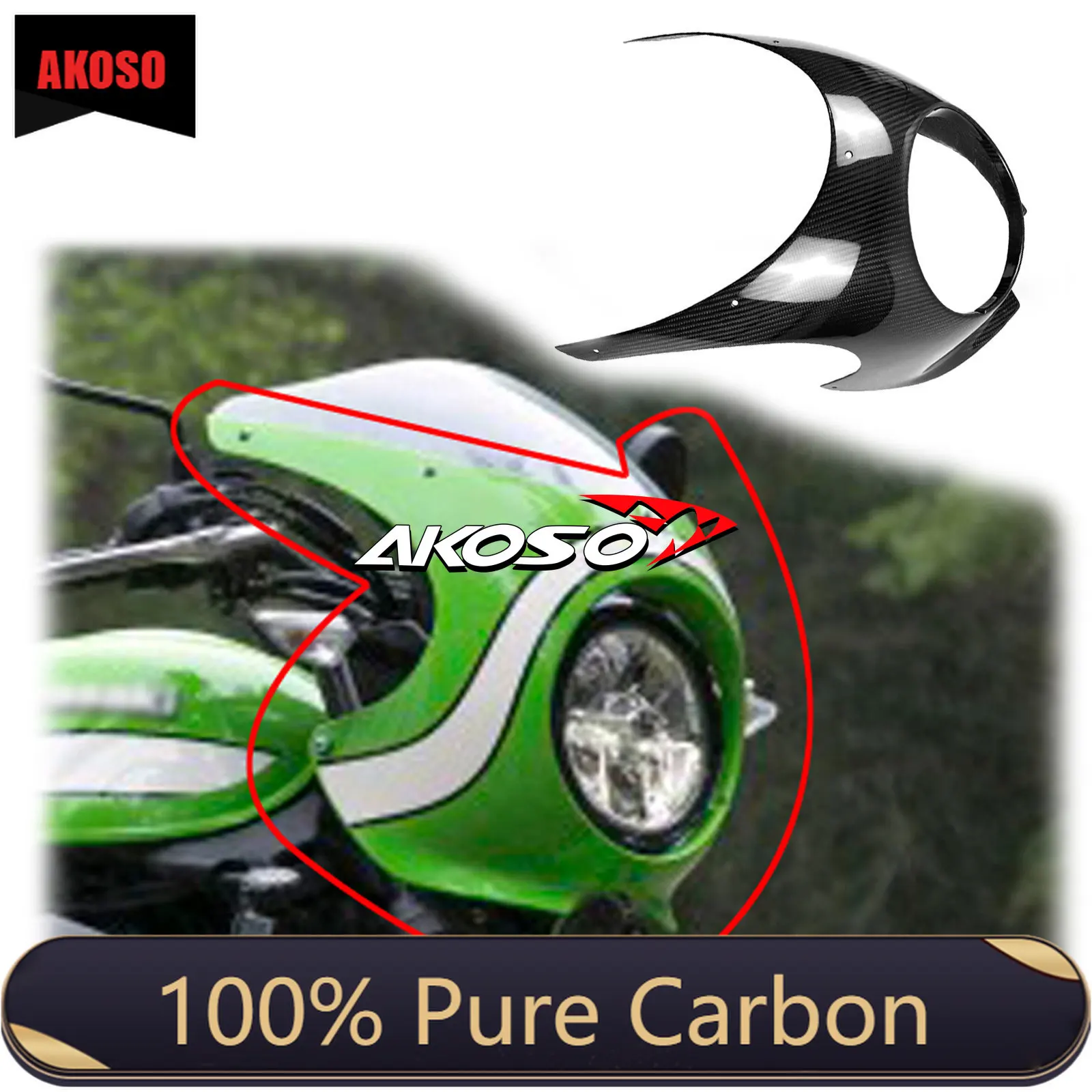 3K Full Carbon Fiber Headlight Cowl Cover Lampshade Motorcycle Fairing Kits For Kawasaki Z900RS 2018 2017 2019 2020 2021 2022